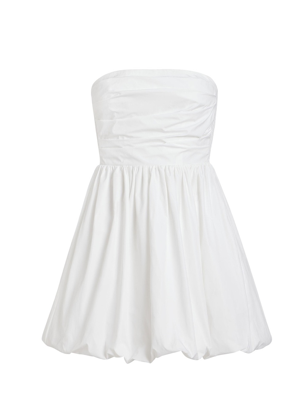 Amanda Uprichard White Oscar Strapless Bubble-Hem Mini Dress